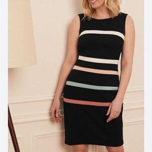 LAURA women’s contrast stripe sleeveless midi cocktail dress sz 8 wedding guest